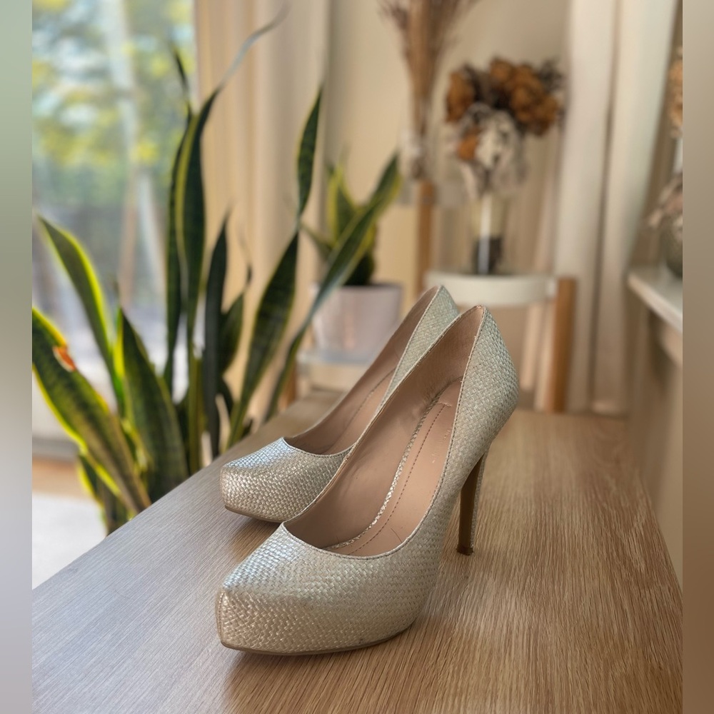 Bcbgeneration Champagne / Silver Raffia Basketwea… - image 1